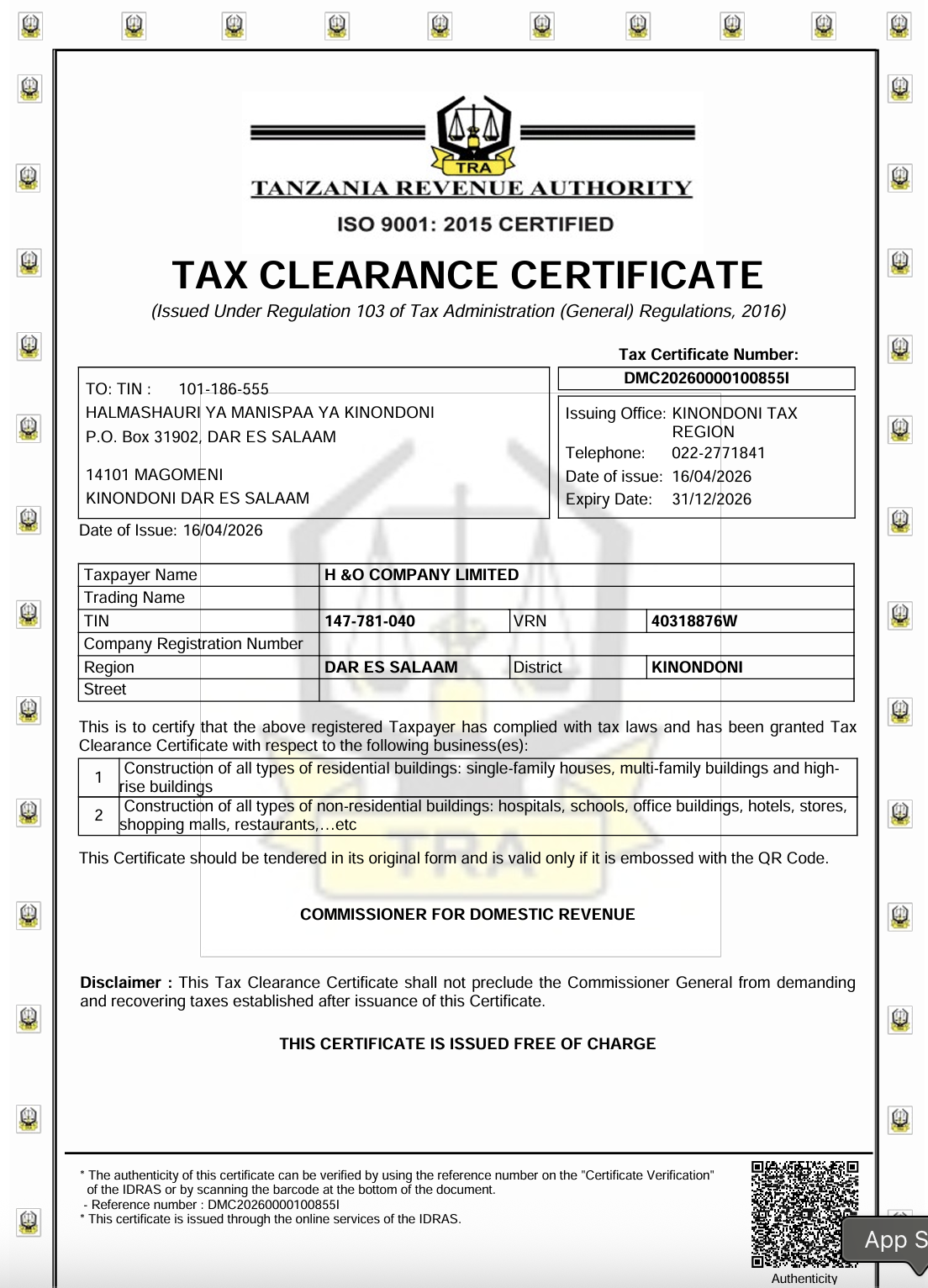 Certificate of Incorporation