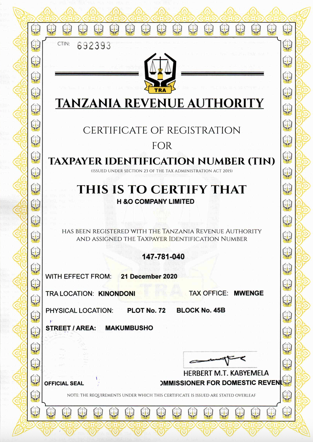 CRB Building Registration - Class 5